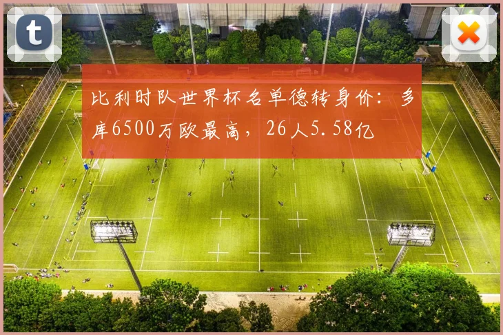 比利时队世界杯名单德转身价：多库6500万欧最高，26人5.58亿